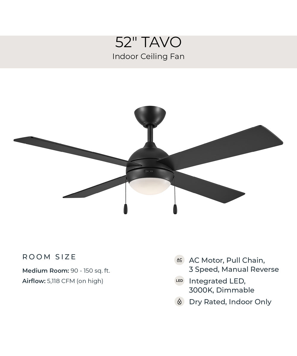 Tavo 52-in. 4-Blade LED Modern Ceiling Fan Matte Black