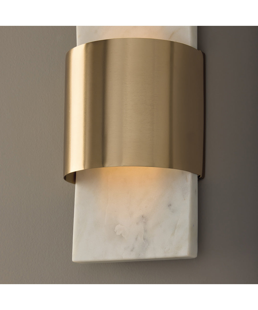 Sidney 1-Light Sconce White Marble and Matte Brass