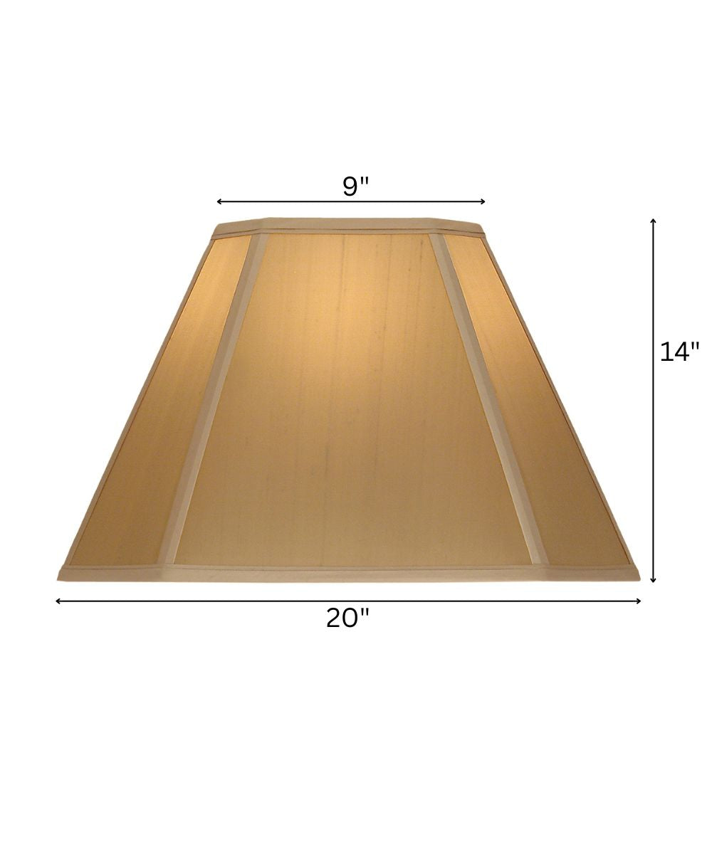 9x20x14 Tan Silk Shantung Cut Corner Square Hardback Lampshade