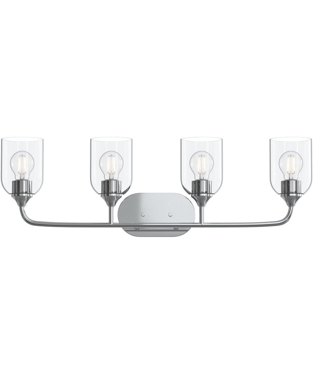Ilia 4-Light Bath Vanity with Clear Glass Shade Polished Chrome