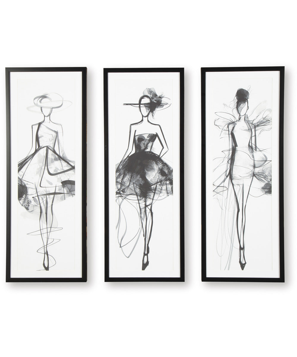 Mckerrick Wall Art Set Set of 3 Black/White
