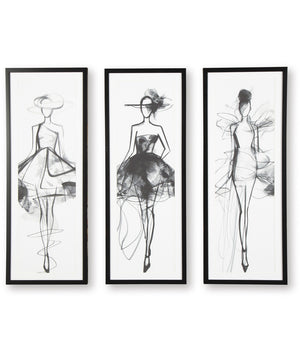 Mckerrick Wall Art Set Set of 3 Black/White