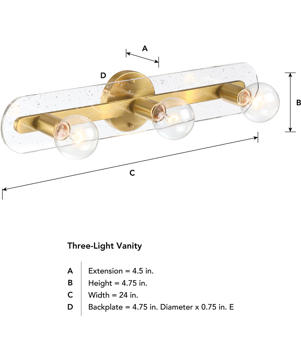 Demi 3 Light Vanity Brushed Gold
