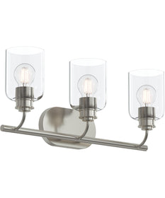 Reines 3-Light Bath Vanity with Clear Glass Shades Brushed Nickel