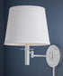 Sheppard 20"W 1-Light Plug-In Brushed Steel with White Shade Wall Swing Arm Wall Sconce by KenroyHome
