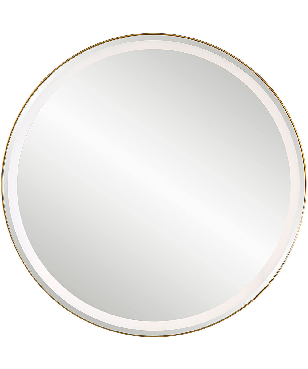 Crofton Lighted Brass Round Mirror