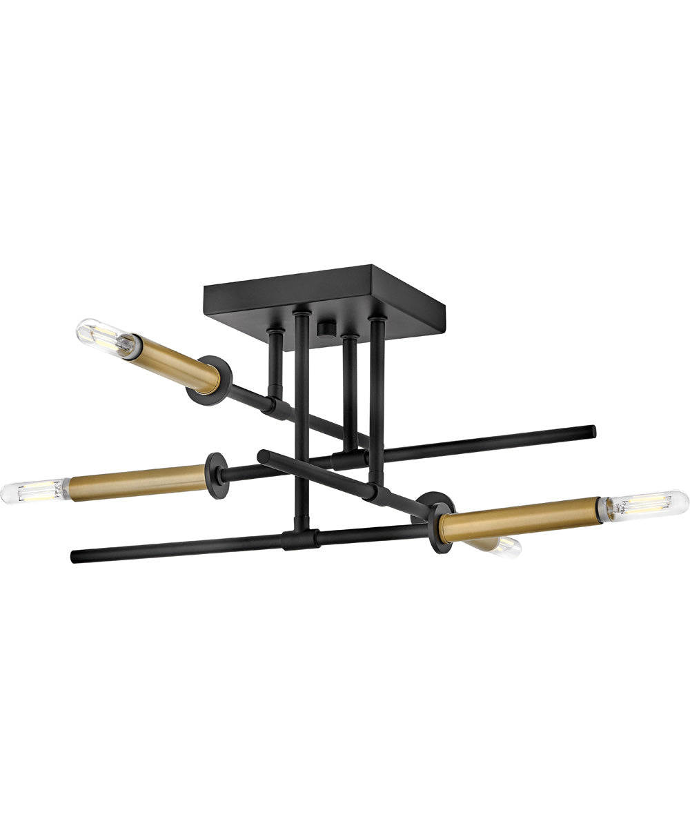 Hux 4-Light Medium Semi-Flush Mount in Black