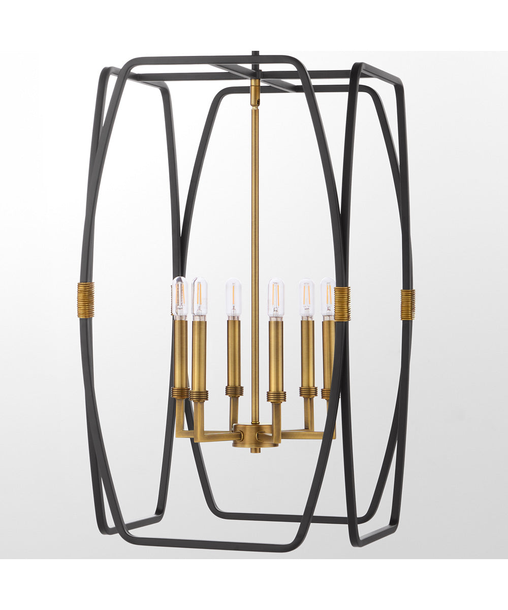 Bishop 6-light Pendant Matte Black|Brushed Brass