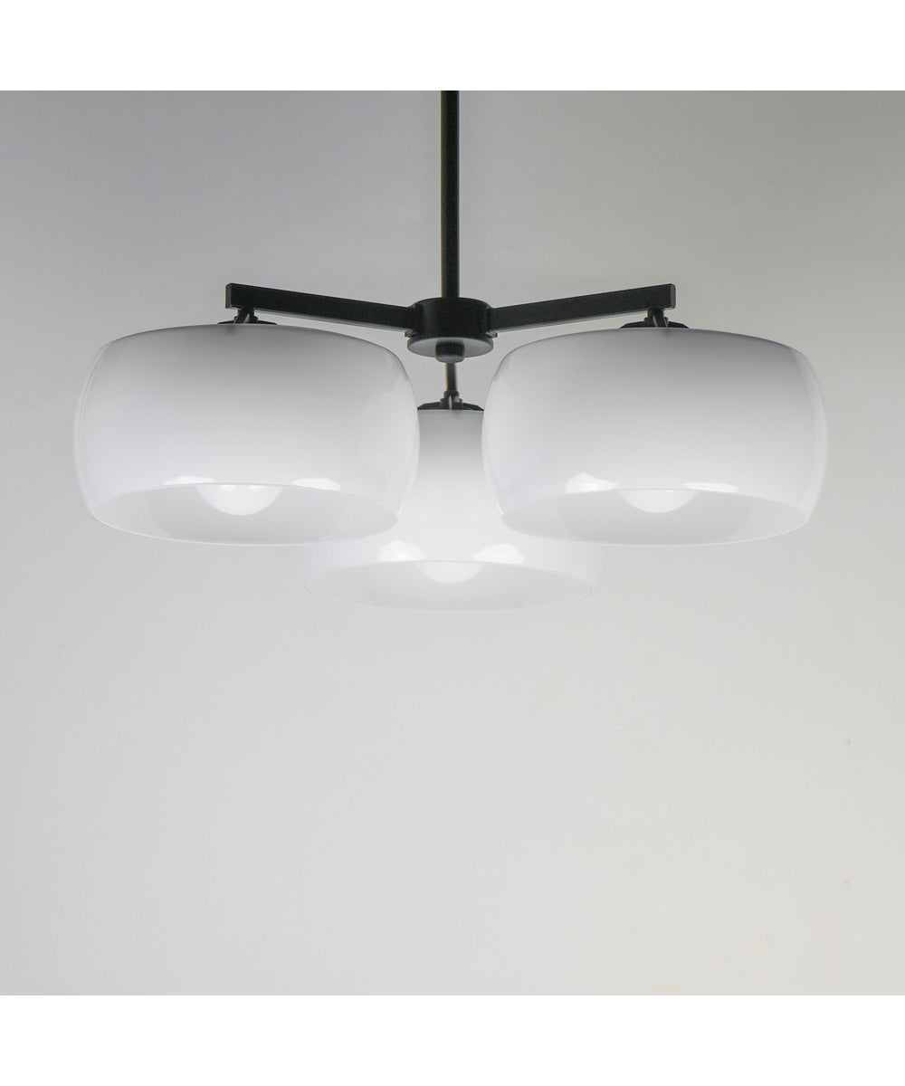 Glazed 3-Light Chandelier White / Black