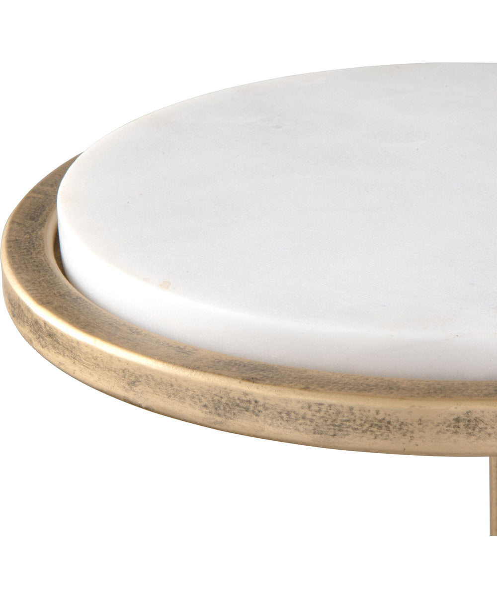 Accent Table with White Banswara Marble and Aged Gold