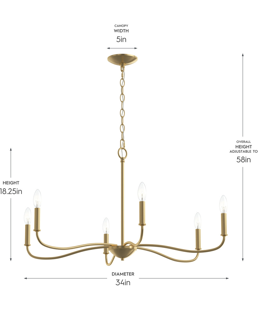 Ilia 6-Light Large Chandelier Brushed Gold