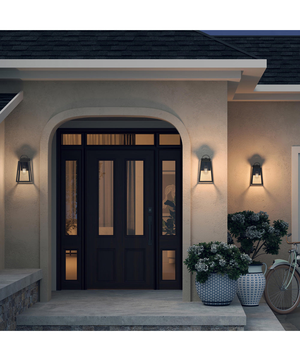 Hedry Medium Outdoor Wall Lantern with Clear Glass Panels Matte Black
