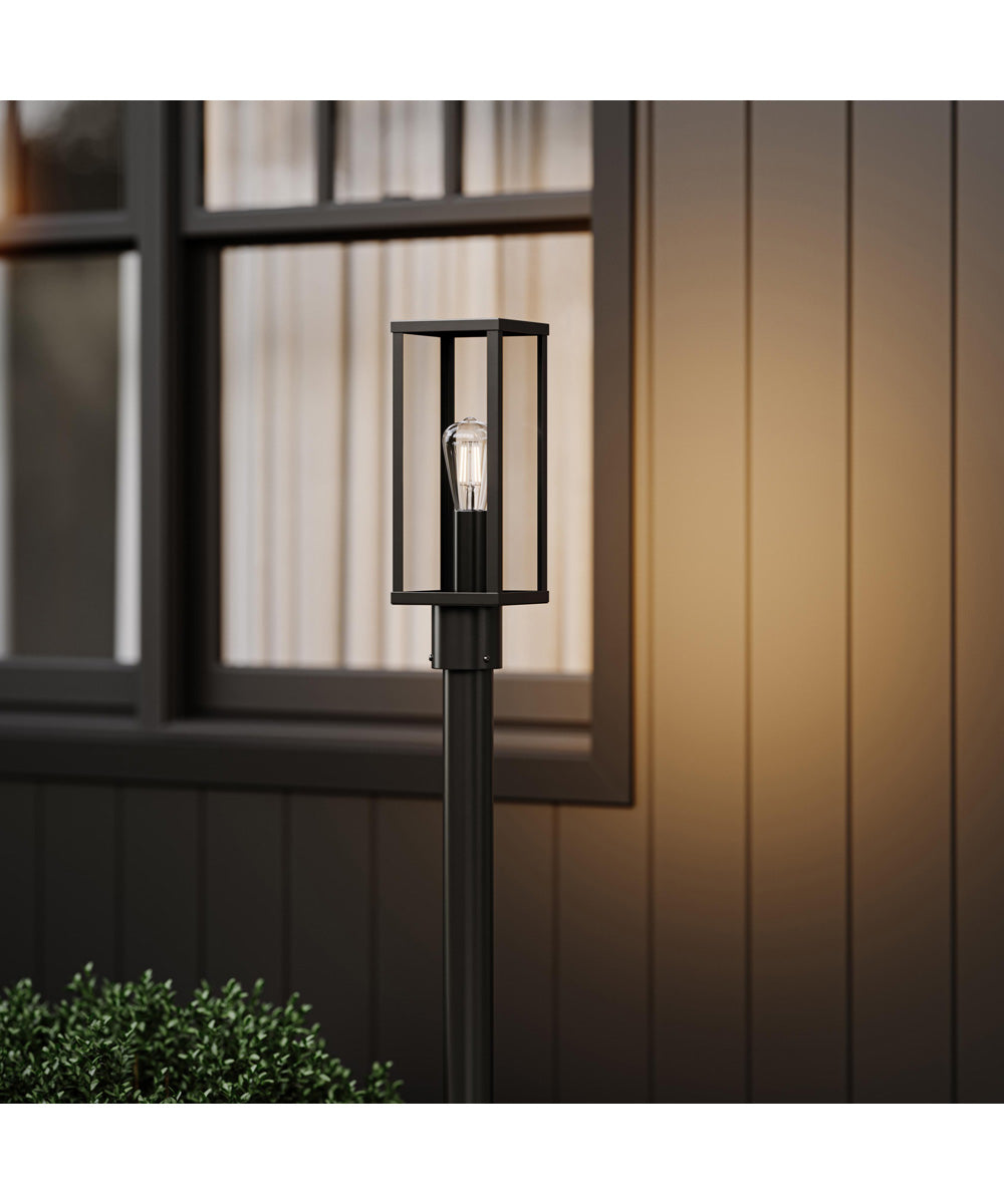 Ryle 1-Light Post Mount Lantern with Clear Glass Panels Matte Black