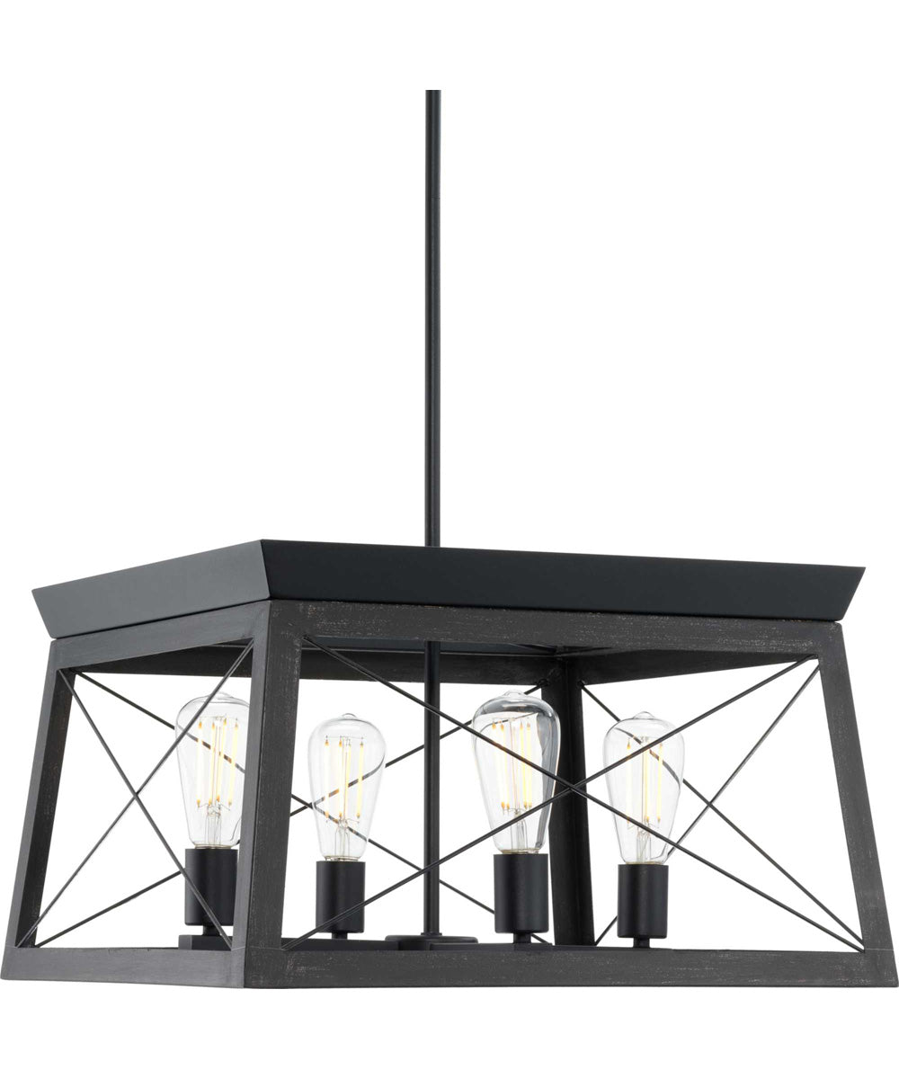 Briarwood 4-Light Cerused Black Oak/Black Farmhouse Chandelier Light Textured Black