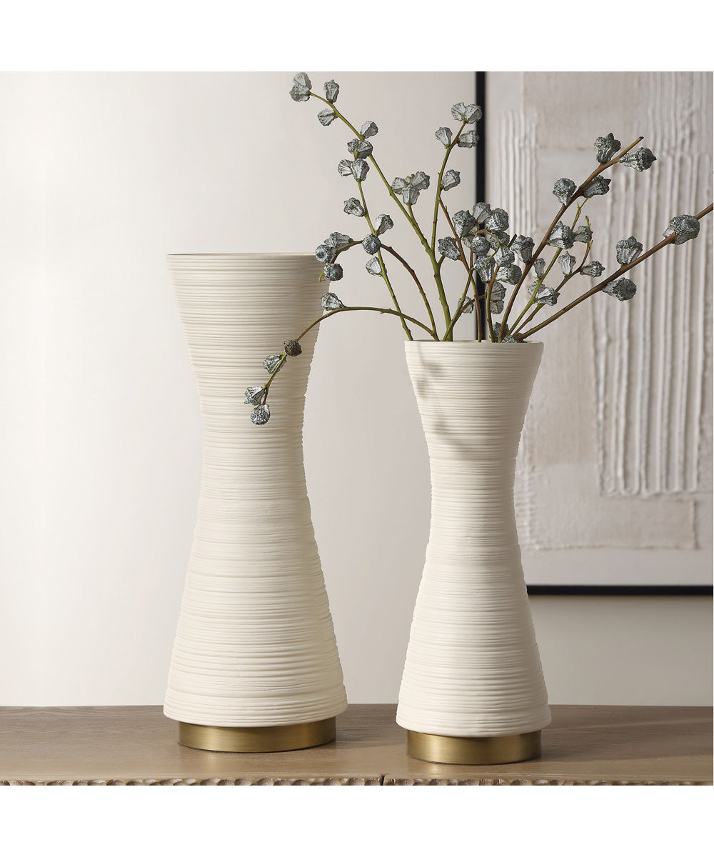 Ridgeline White Vases, Set of 2