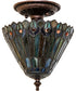 8" Wide Tiffany Jeweled Peacock Flush Mount