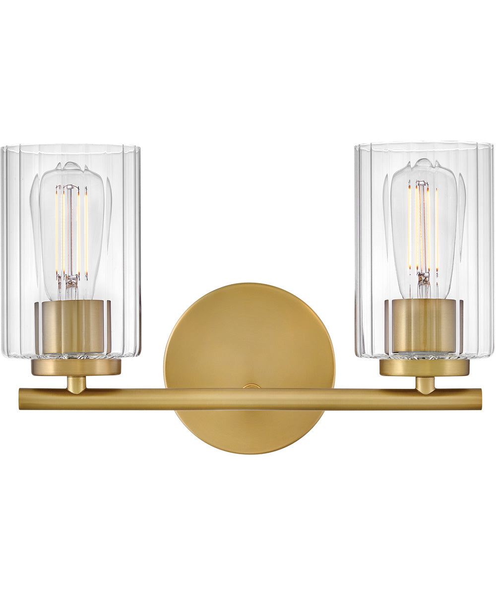 Leta 2-Light Small Two Light Vanity in Lacquered Brass