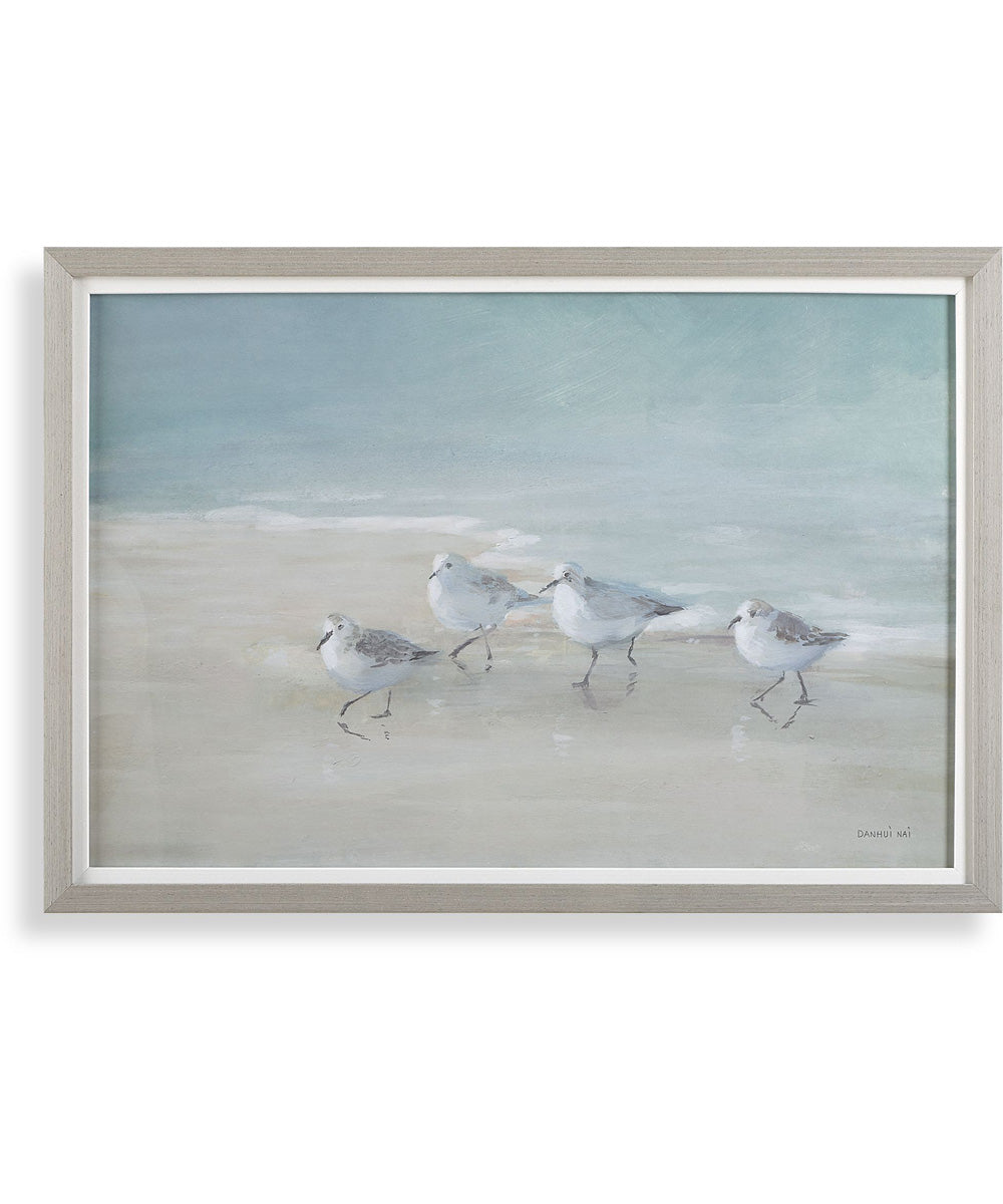 Tranquil Shorebirds On The Sand Framed Print