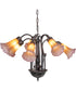 24" Wide Amber/Purple Tiffany Pond Lily 7 Light Chandelier