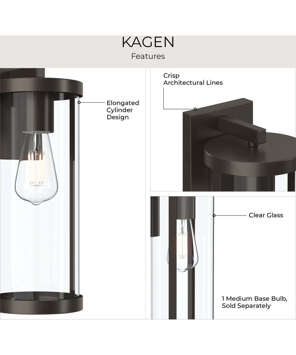 Kagen Large Outdoor Wall Light with Clear Glass Panels Antique Bronze