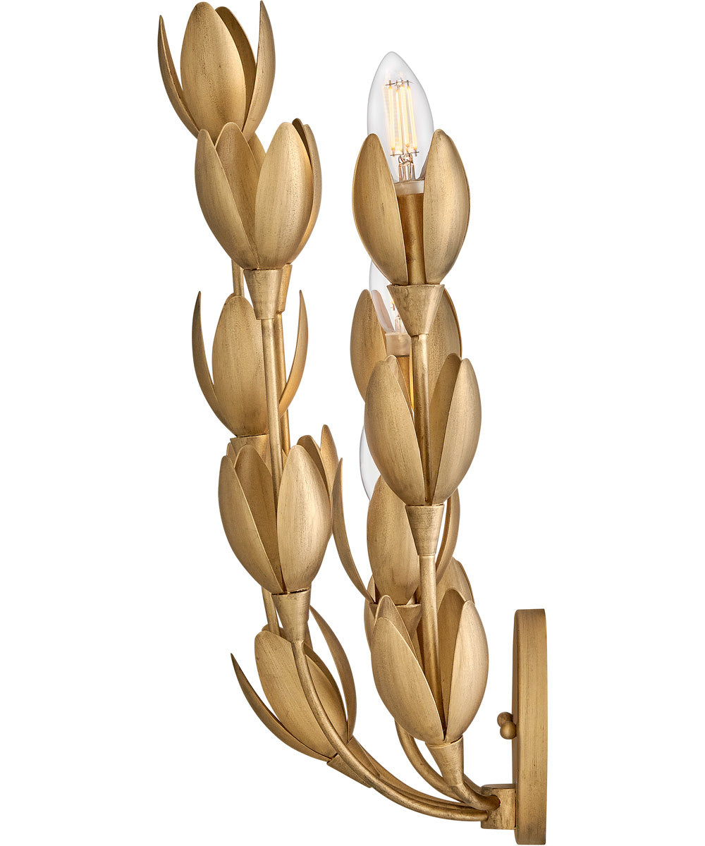 Flora 3-Light Large Sconce in Burnished Gold