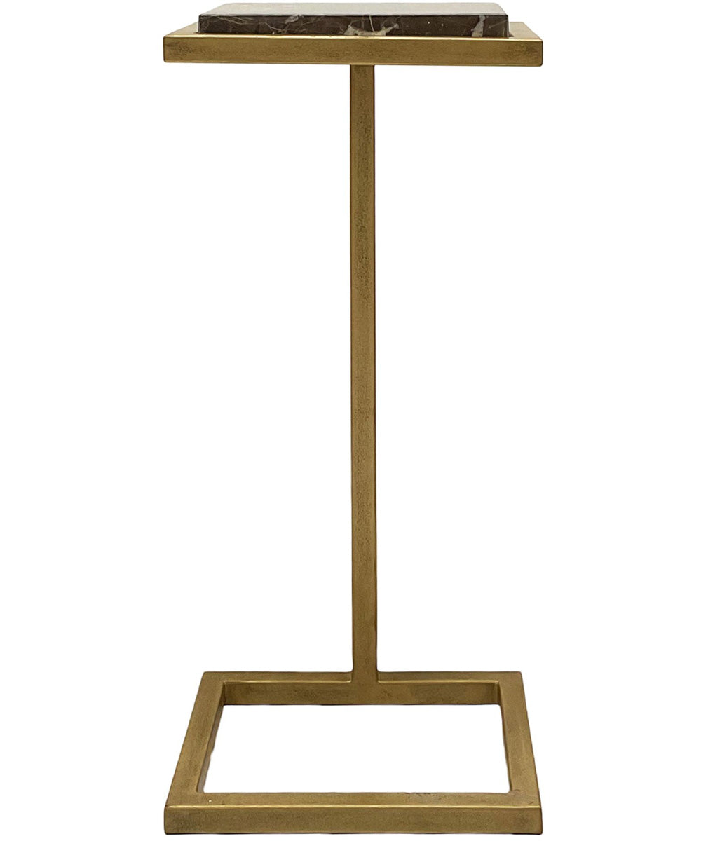 Martini Table with Iron Frame in Antiqued Gold with Brown Marble