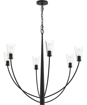 Jheni 6-Light Large Chandelier with Clear Glass Shades Matte Black