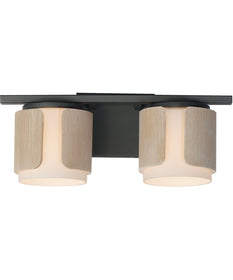 Draughtsman 2-Light Bath Vanity Natural Wood/Charcoal