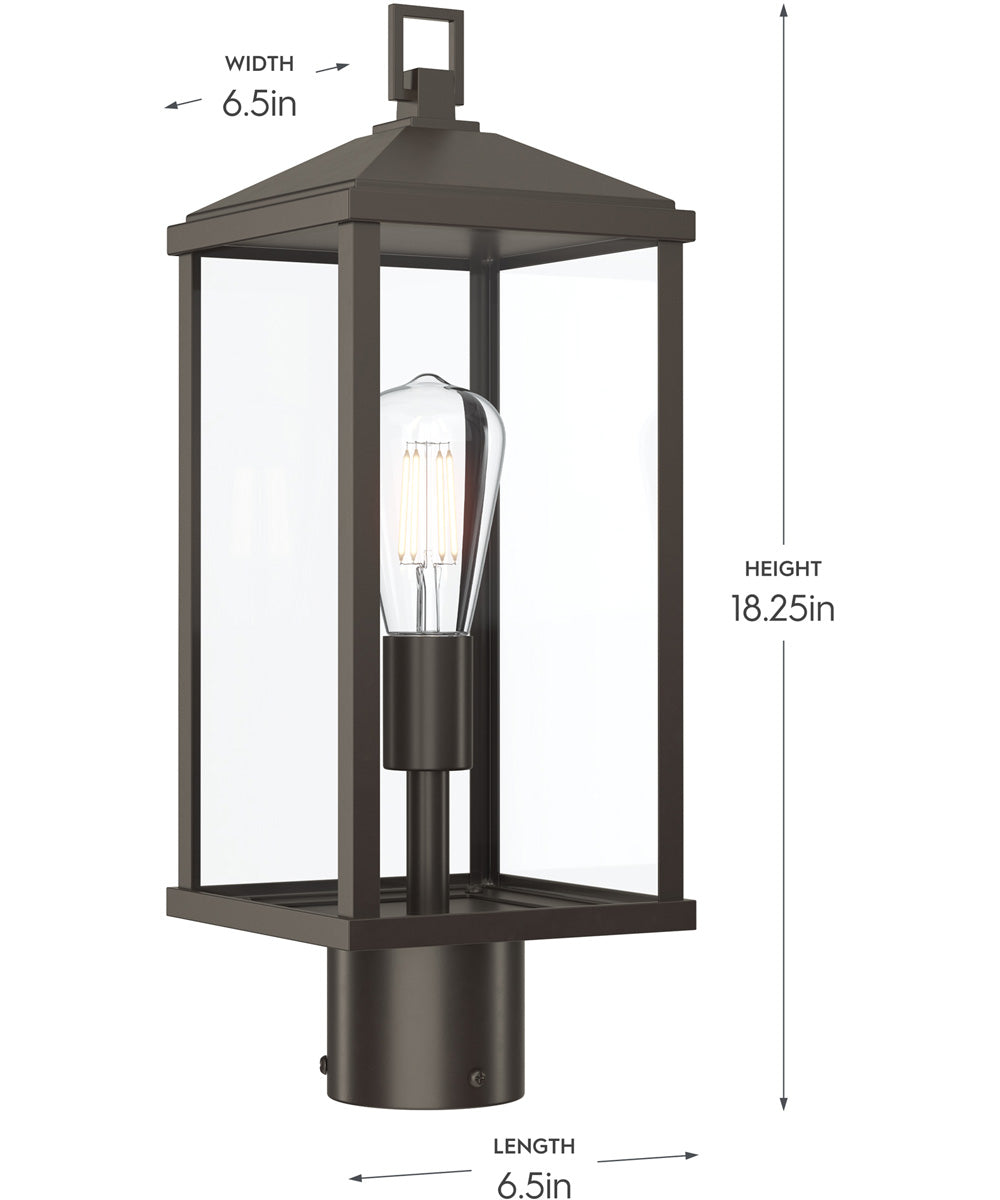 Cantley Outdoor Post Mount Lantern Light with Clear Glass Panels Antique Bronze