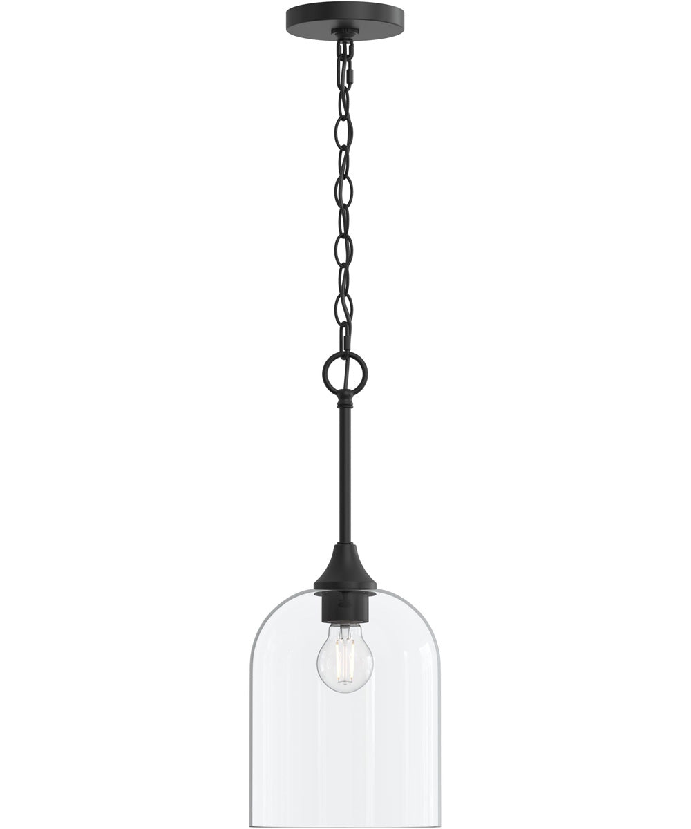Ilia 1-Light Pendant with Clear Glass Shade Matte Black