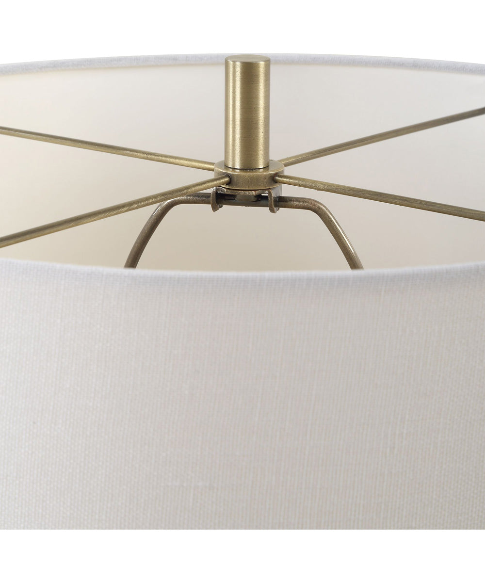 Marble Accent Table Lamp in Cream with Off-White Linen