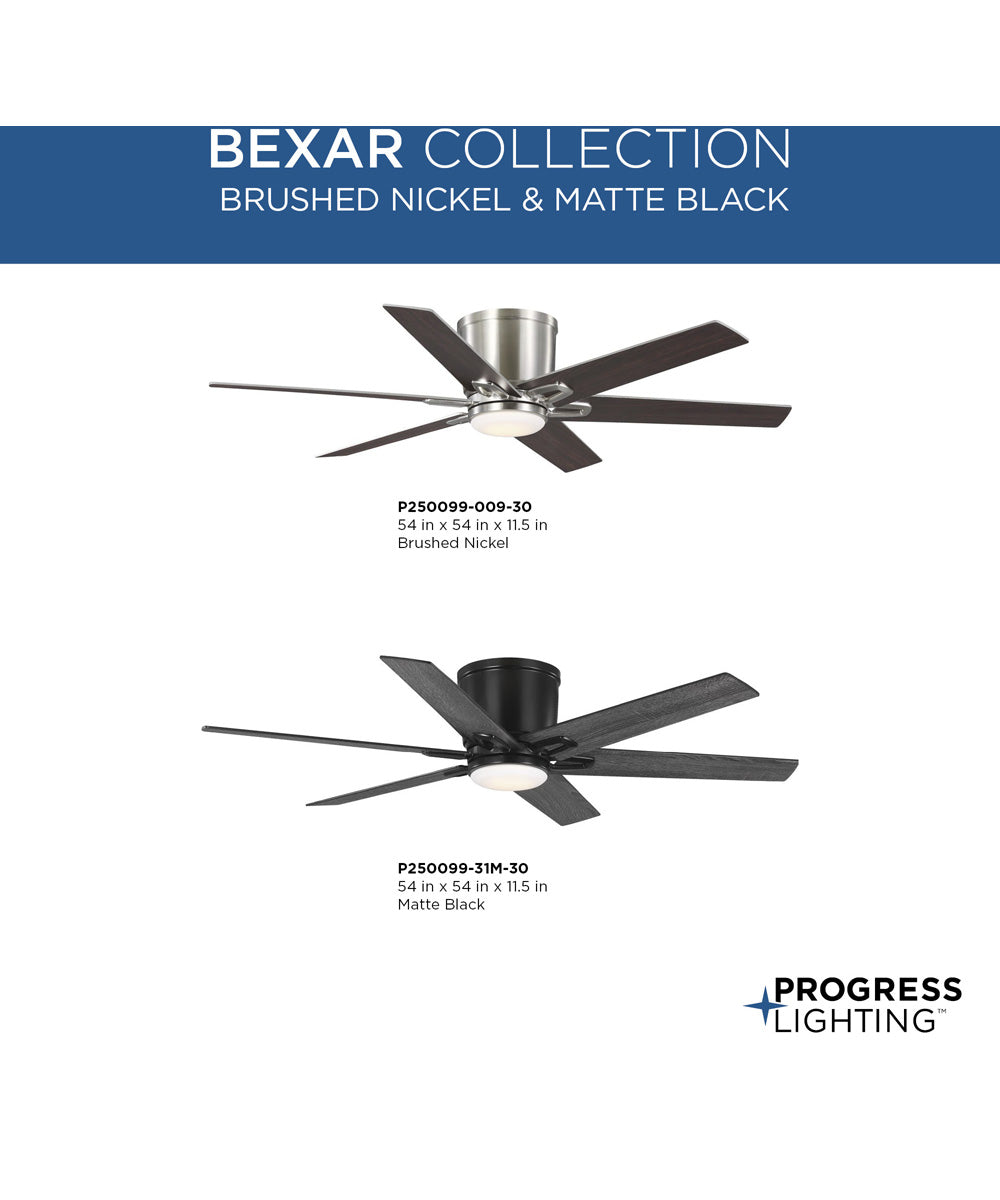 Bexar 54 in. 6-Blade Ceiling Fan with Integrated LED Light Brushed Nickel