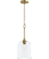 Ilia 1-Light Pendant with Clear Glass Shade Brushed Gold