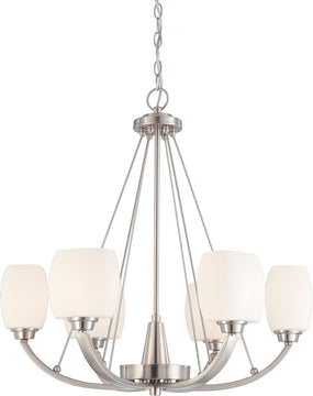 27"W Helium 6-Light Chandelier Brushed Nickel