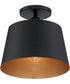 10"W Motif 1-Light Close-to-Ceiling Black / Gold Accents