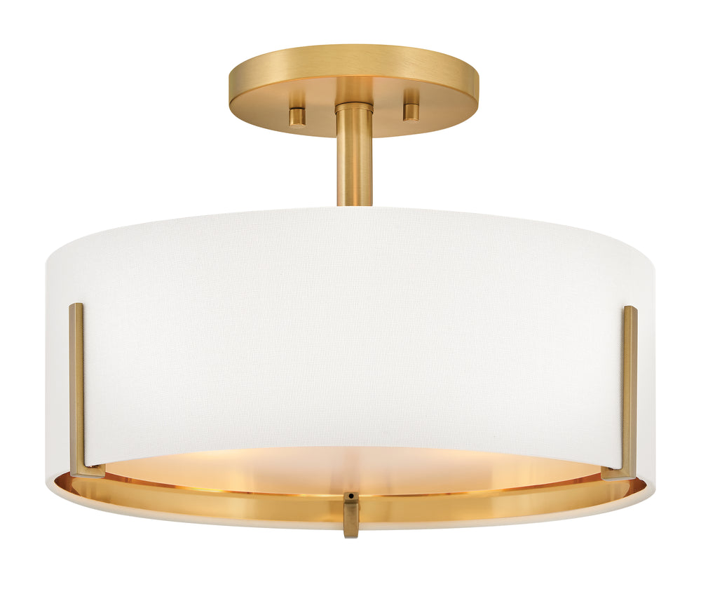 Halle 3-Light Medium Semi-Flush Mount in Lacquered Brass