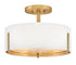 Halle 3-Light Medium Semi-Flush Mount in Lacquered Brass