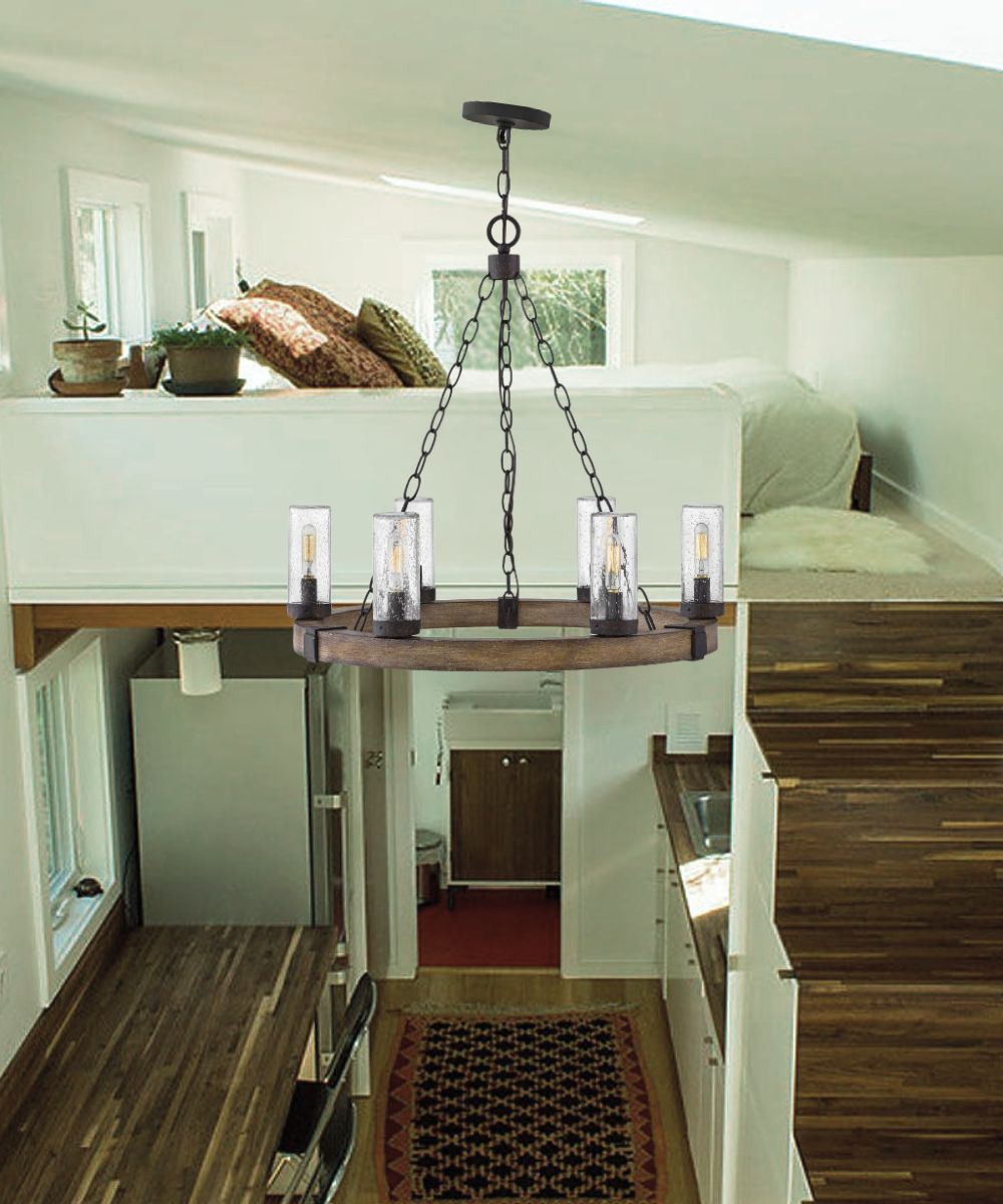 24"W Sawyer 6-Light Outdoor Chandelier in Sequoia