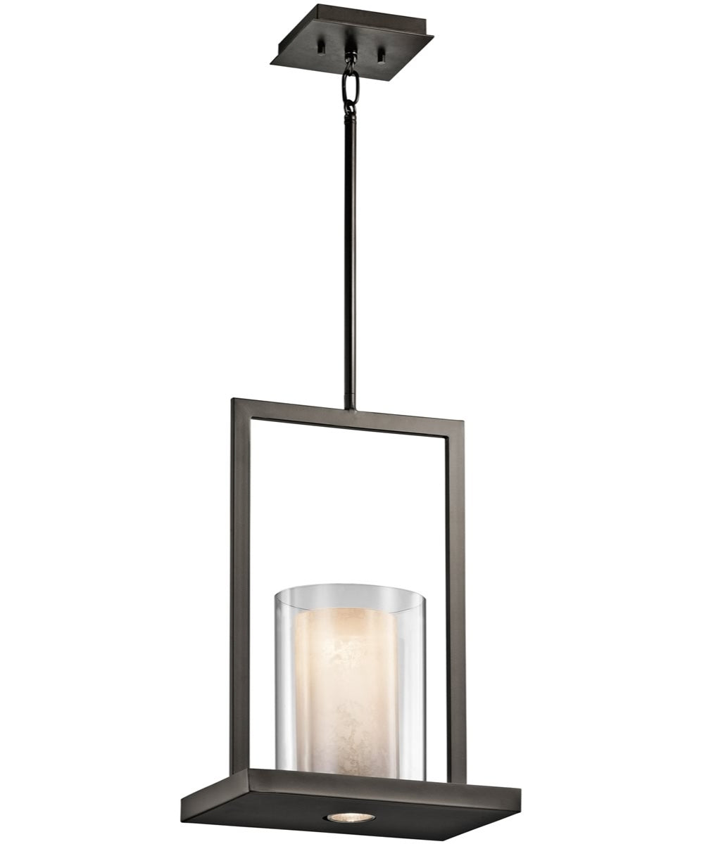 8"w Triad 2-Light Pendant Light Olde Bronze Finish with Clear and Frosted Vetro Mica Diffuser Glass Shade