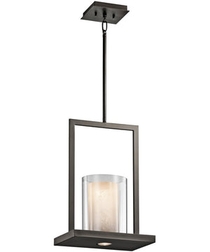 8"w Triad 2-Light Pendant Light Olde Bronze Finish with Clear and Frosted Vetro Mica Diffuser Glass Shade