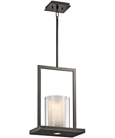 8"w Triad 2-Light Pendant Light Olde Bronze Finish with Clear and Frosted Vetro Mica Diffuser Glass Shade