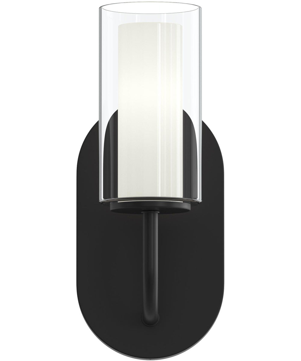 Mack 1-Light Wall Sconce with Layered Glass Shade Matte Black