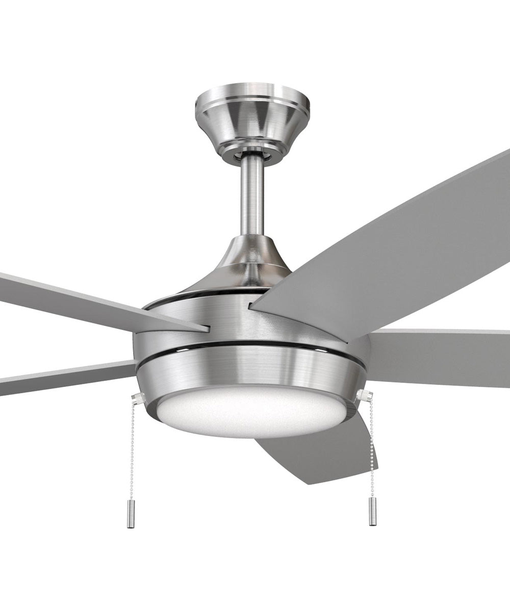 Nolyn V 52 in. 5-Blade Modern LED Ceiling Fan Brushed Nickel