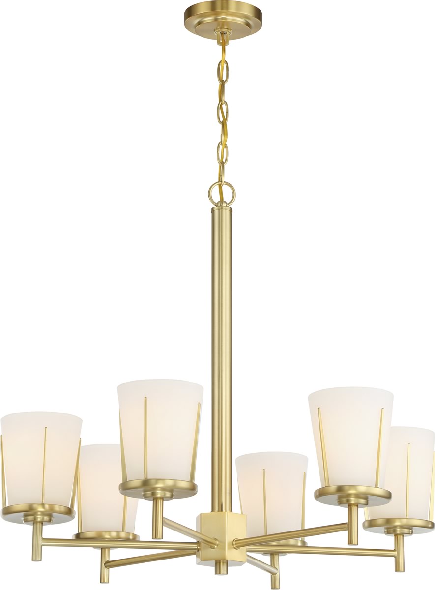 26"W Serene 6-Light Chandelier Natural Brass