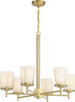 26"W Serene 6-Light Chandelier Natural Brass
