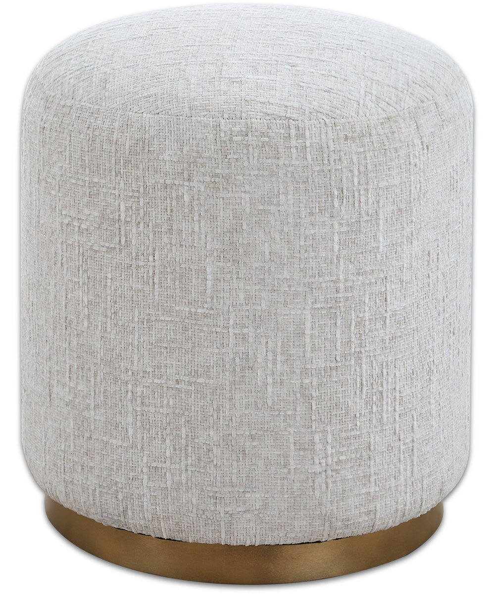 Upholstered Ottoman with Textured Off-White Fabric