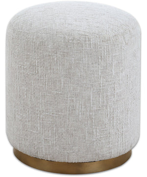 Upholstered Ottoman with Textured Off-White Fabric