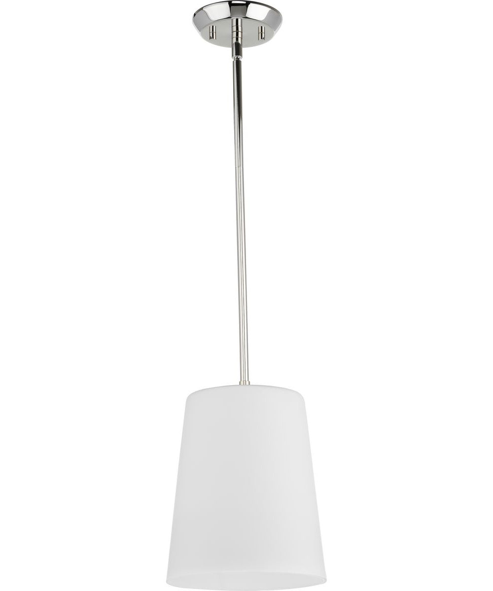 Clarion 1-Light Etched White Pendant P500429 Polished Nickel