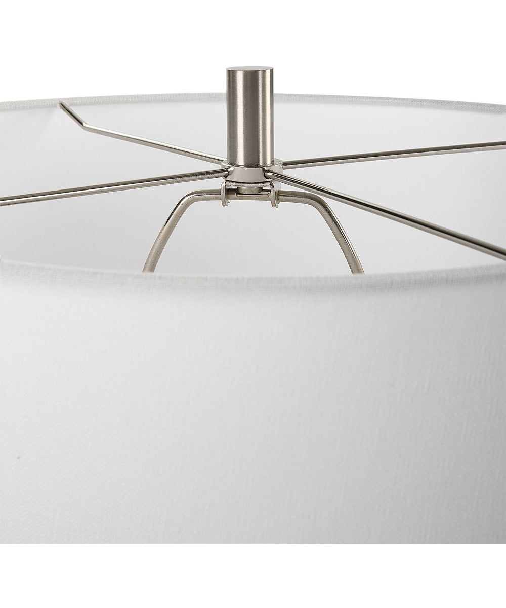 Distressed Ceramic Tapered Table Lamp with White Linen