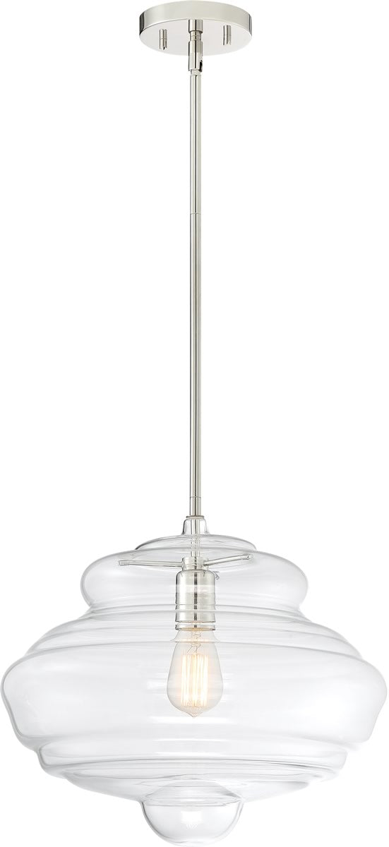 16"W Storrier 1-Light Pendant Polished Nickel / Clear